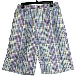 RawBlue Shorts Men Size M Blue Yellow Purple Plaid Preppy Colorful Golf Y2K